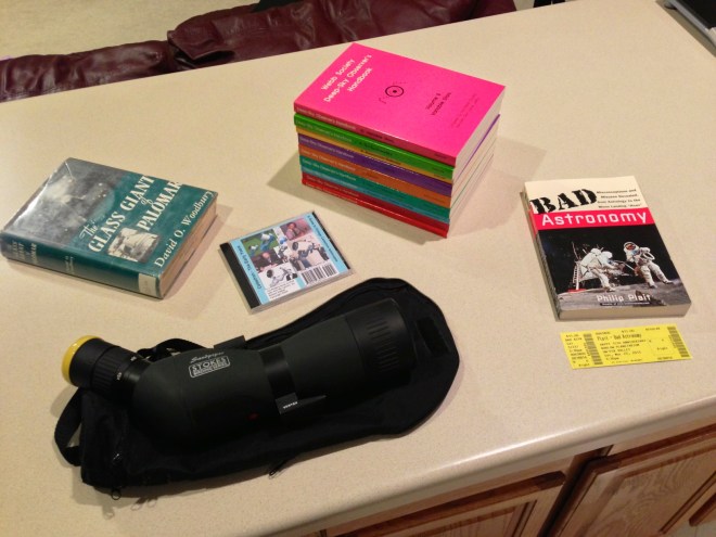 In 2013 I scored some awesome stuff at the Swap N Sell, and then joined some friends in a trek up to see Dr. Phil Plait at UW-Fox Valley, where I got a signed book!